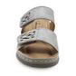 Womens Backless Sandals Touch Fasten Low Wedge Heel Open Toe Metallic Summer Ladies Fashion Sandal Beach Slides Shoes Silver