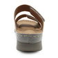Womens Backless Sandals Touch Fasten Low Wedge Heel Open Toe Metallic Summer Ladies Fashion Sandal Beach Slides Shoes Silver