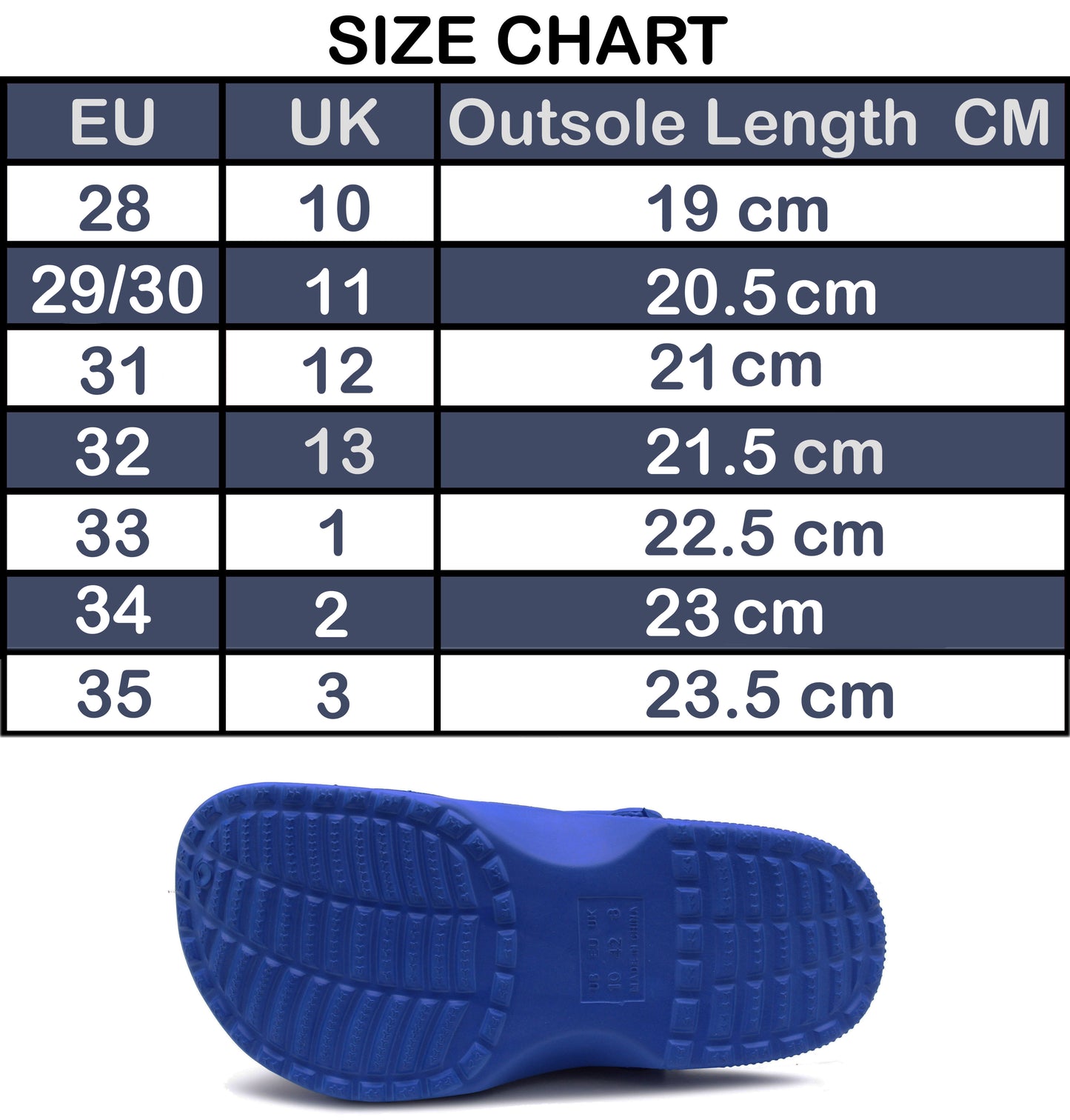 Kids Unisex Navy Clogs Lightweight EVA Breathable Unisex Boys Girls Slip On Adjustable Garden Beach Pool Slides Sandals