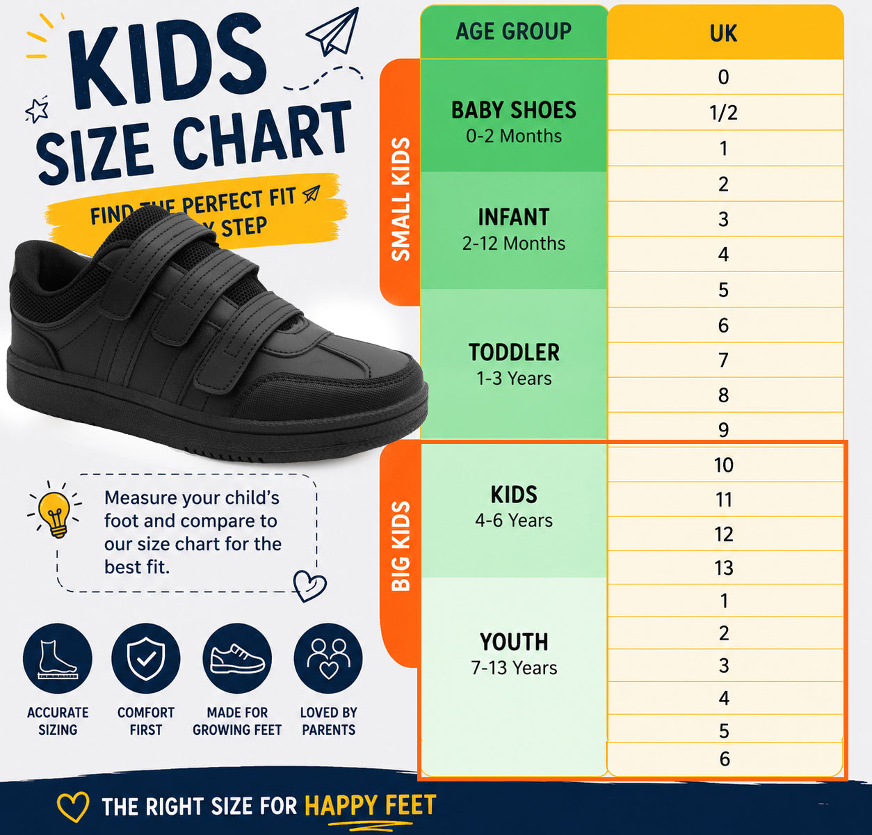 Boys Touch Fasten Trainers Kids Easy Close PE School Shoes Black Uniform Sneakers
