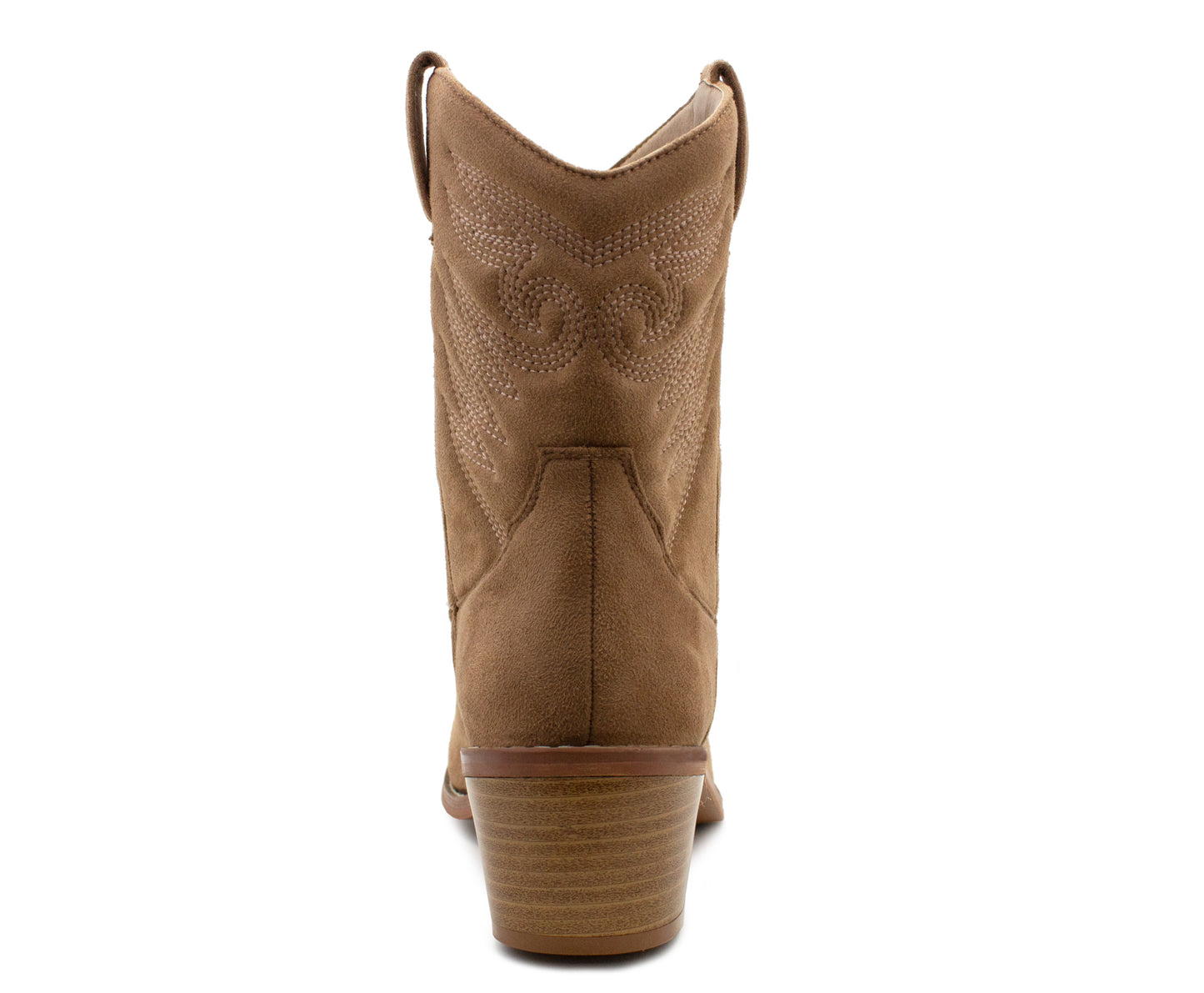 Womens Cowboy Boots Mid Calf Western Taupe Faux Suede Leather Embroidered Cowgirl Boot Pull On Block Heel Pointed Toe Boots