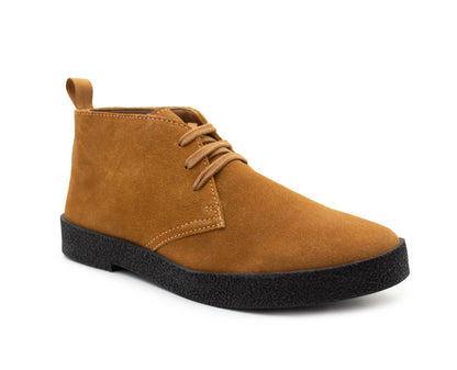 Mens Tan Suede Desert Boots Smart Casual Lace-Up Chukka Boots with Rubber Sole