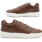 Mens Lace Up Trainers Casual Smart Flat Brown Tan Synthetic Leather Fashion Sports Sneakers
