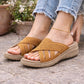 Womens Backless Sandals Slip On Low Wedge Open Toe Mules Summer Fashion Beach Slides Flip Flops