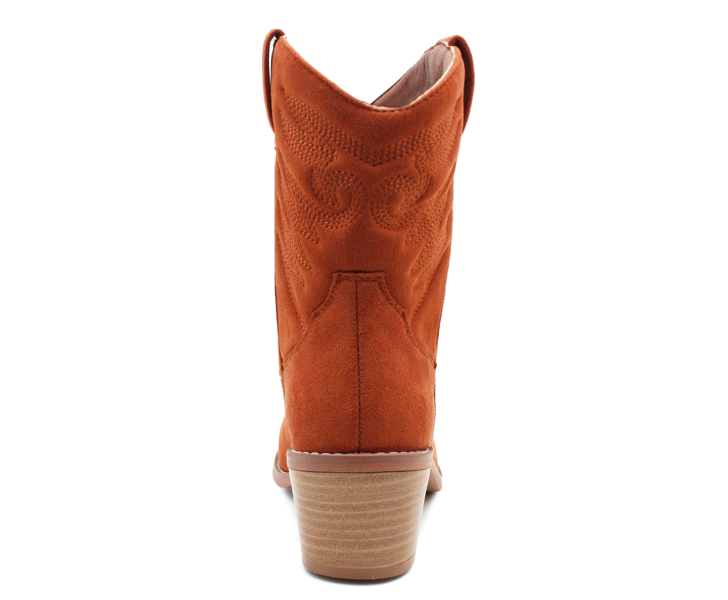 Womens Cowboy Boots Mid Calf Western Tan Faux Suede Leather Embroidered Cowgirl Boot Pull On Block Heel Pointed Toe Boots