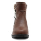 Womens Mid Heel Brown Ankle Boots Ladies Zip Up Casual Fashion Block Heel Booties