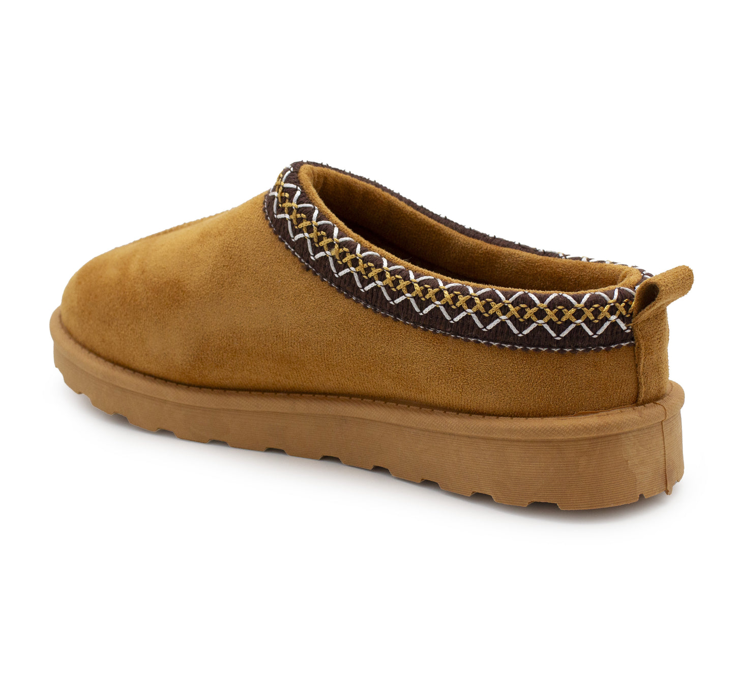 Womens Warm Slippers Tan Faux Suede Fur Lined Slip On Backless Mules Ladies Faux Suede Winter Cosy Indoor House Shoes Sliders