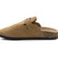 Womens Faux Suede Clogs Slip On Adjustable Buckle Cork Footbed Arch Support Ladies Backless Mules Flat Casual Slippers