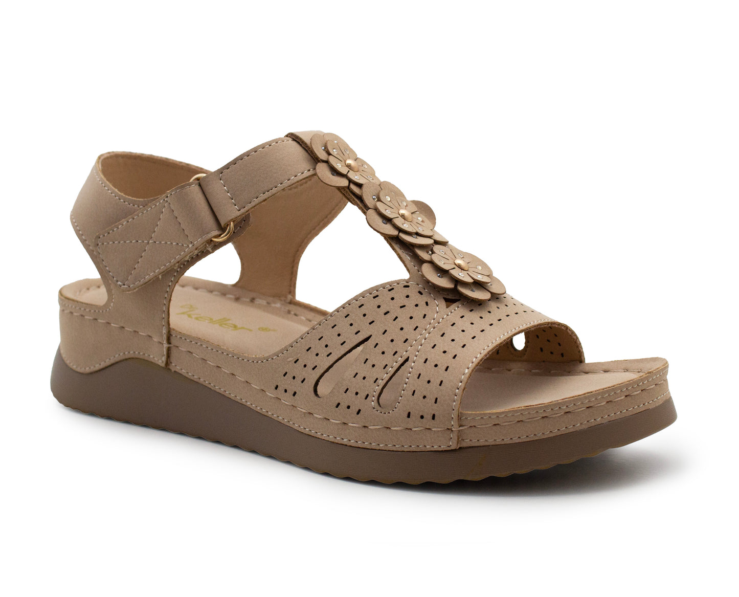 Womens Adjustable Sandals Ladies Low Wedge T-Bar Summer Beach Walking Shoes