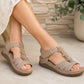 Womens Adjustable Sandals Ladies Low Wedge T-Bar Summer Beach Walking Shoes