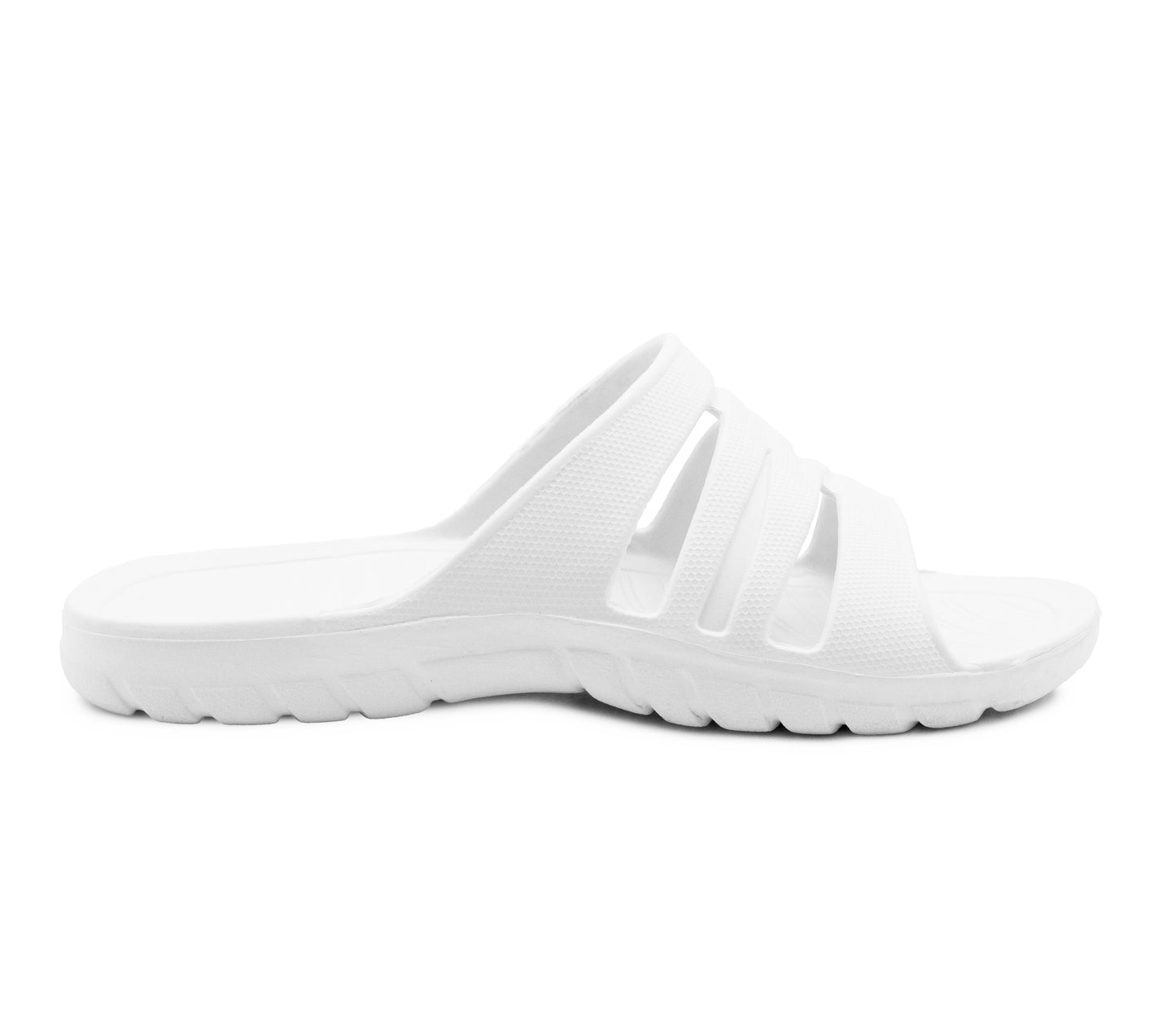Womens All White Sliders EVA Lightweight Ladies Summer Beach Shower Bathroom Fashion Spa Slipper Mules Flip Flop Sandals