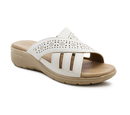 Womens Backless Sandals Slip On Low Wedge Open Toe Mules Summer Fashion Beach Slides Flip Flops
