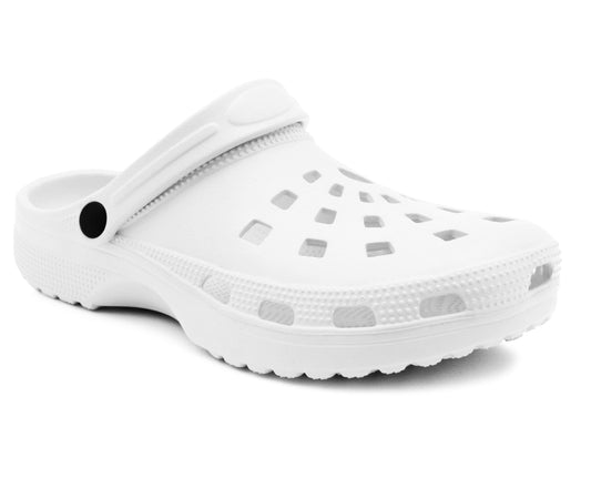 Mens Lightweight White EVA Clogs Breathable Slip On Garden Beach Hospital Nurse Kitchen Water Shoes Mules Sandals