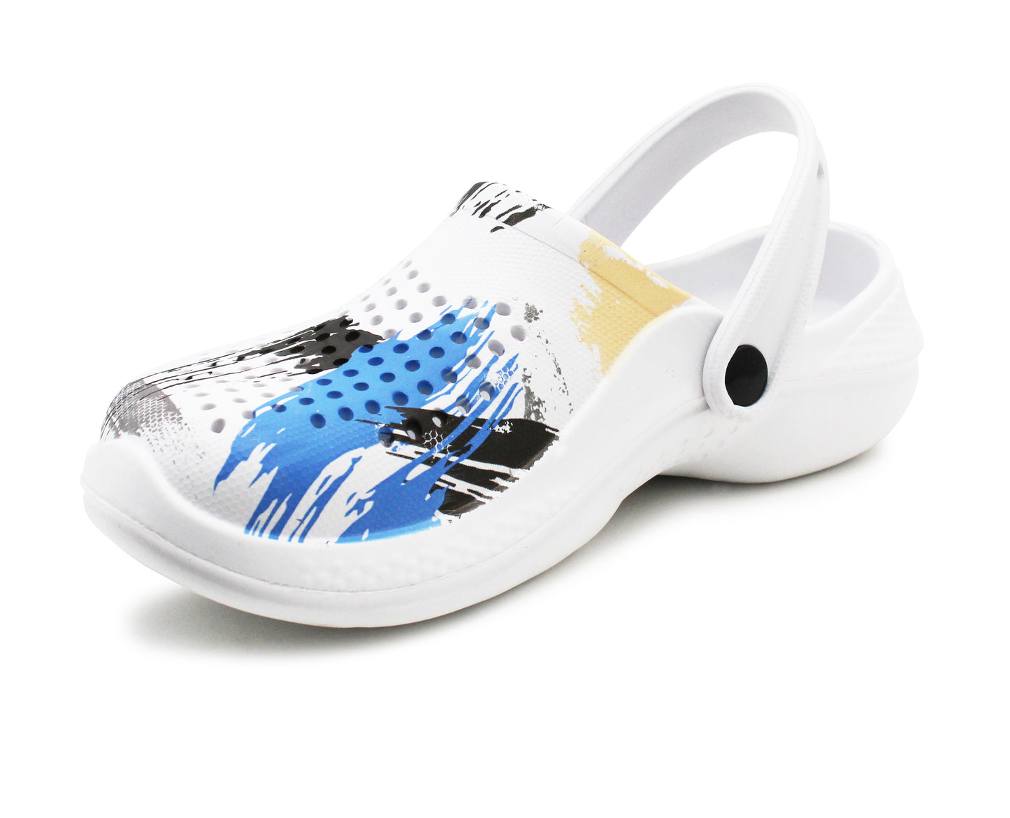 Womens Clogs Lightweight Breathable White Multi EVA Beach Summer Mules Sandals Ladies Garden Clog Hospital Shower Pool Shoes