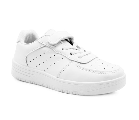 Kids Unisex Trainers White Youth Boys Girls Touch Fastening Sports PE Gym Sneakers School Shoes