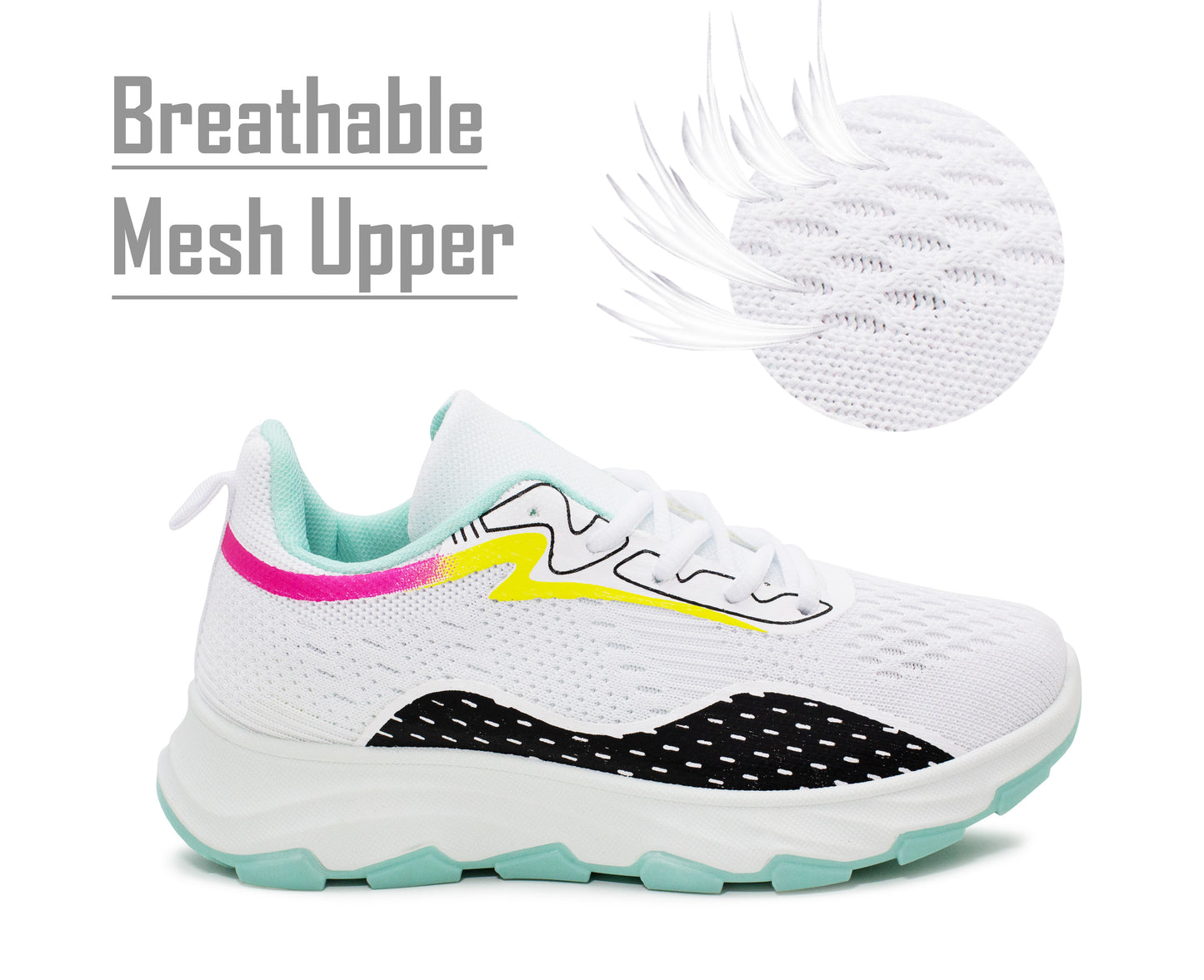 Womens Breathable Mesh Trainers Lace Up Ladies Casual Flat Walking Active Running Gym Sneaker Pumps Fashion Trainers