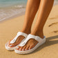 Womens Ladies Lightweight EVA Toe Post Slip On Flat Beach Summer Pool Slides Water Shoes Flip Flops Sandals White