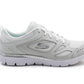 Skechers Women's Summits Suited Lace Up Low-Top Sneakers Skech-Flex Memory Foam Insole White Silver