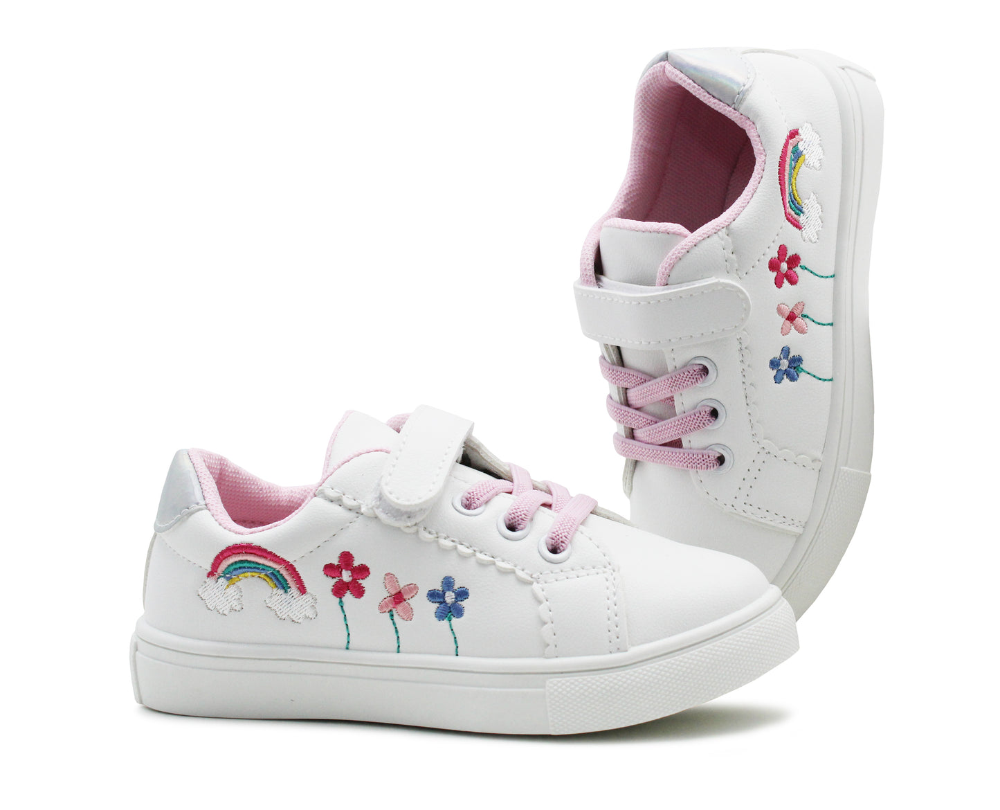 Girls Kids Trainers Touch Fasten Toddlers Sneakers Easy Fastening Rainbow Fashion Pumps