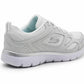 Skechers Women's Summits Suited Lace Up Low-Top Sneakers Skech-Flex Memory Foam Insole White Silver