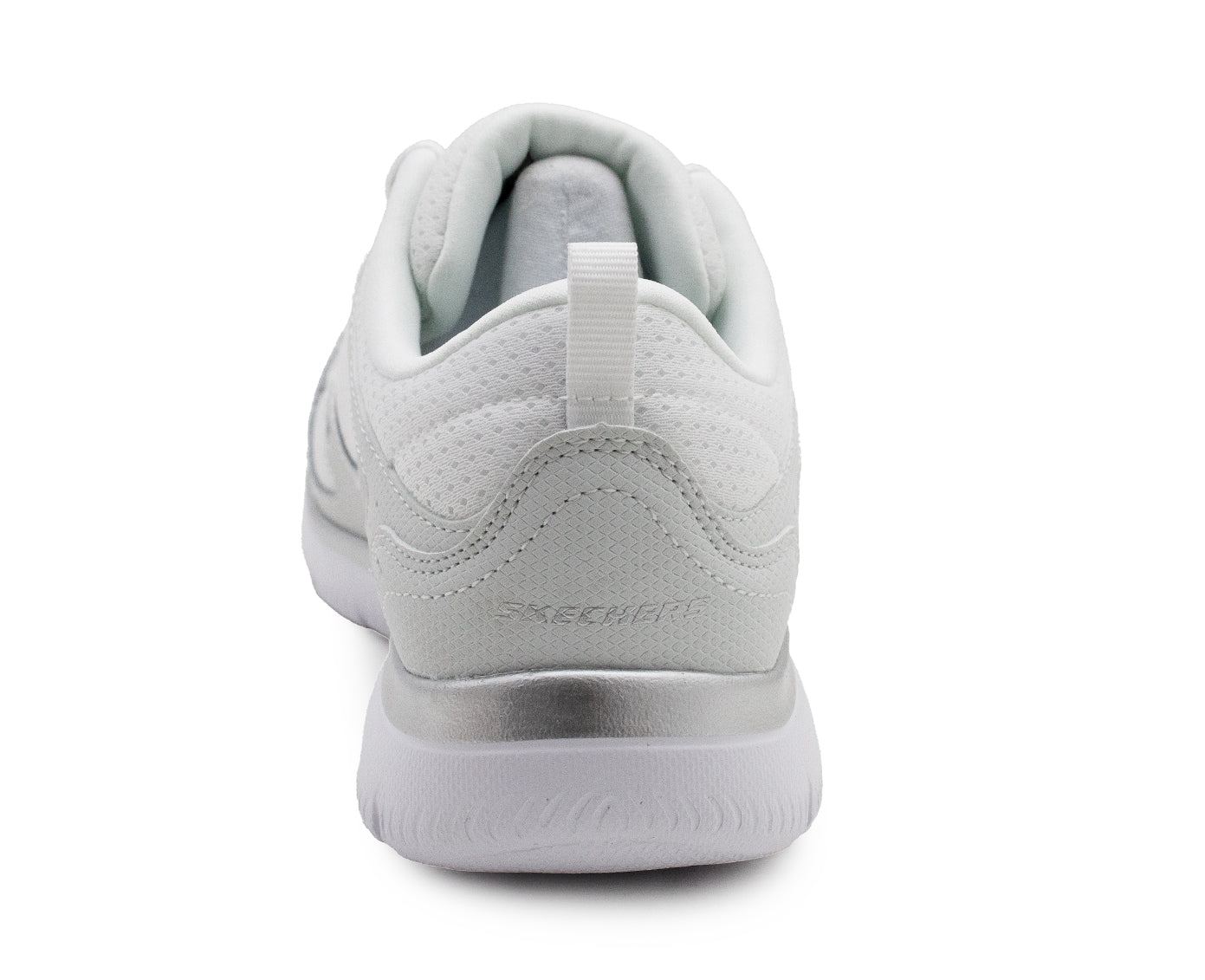 Skechers Women's Summits Suited Lace Up Low-Top Sneakers Skech-Flex Memory Foam Insole White Silver