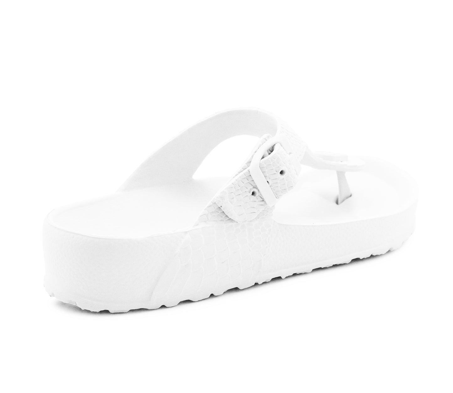 Womens Ladies Lightweight EVA Toe Post Slip On Flat Beach Summer Pool Slides Water Shoes Flip Flops Sandals White