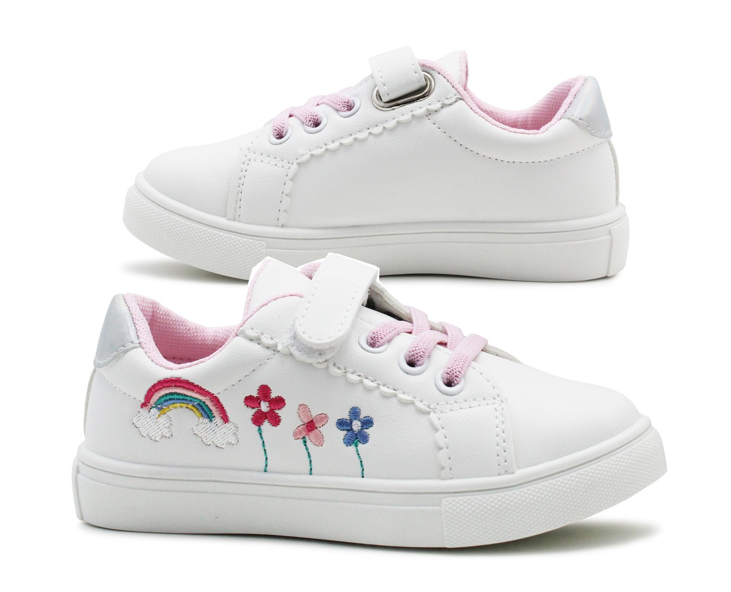 Girls Kids Trainers Touch Fasten Toddlers Sneakers Easy Fastening Rainbow Fashion Pumps