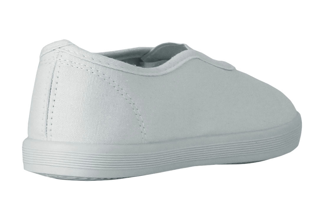 Unisex Kids Touch Fasten Canvas Back to School Uniform PE Pumps Sports Trainers Plimsolls White Slip On