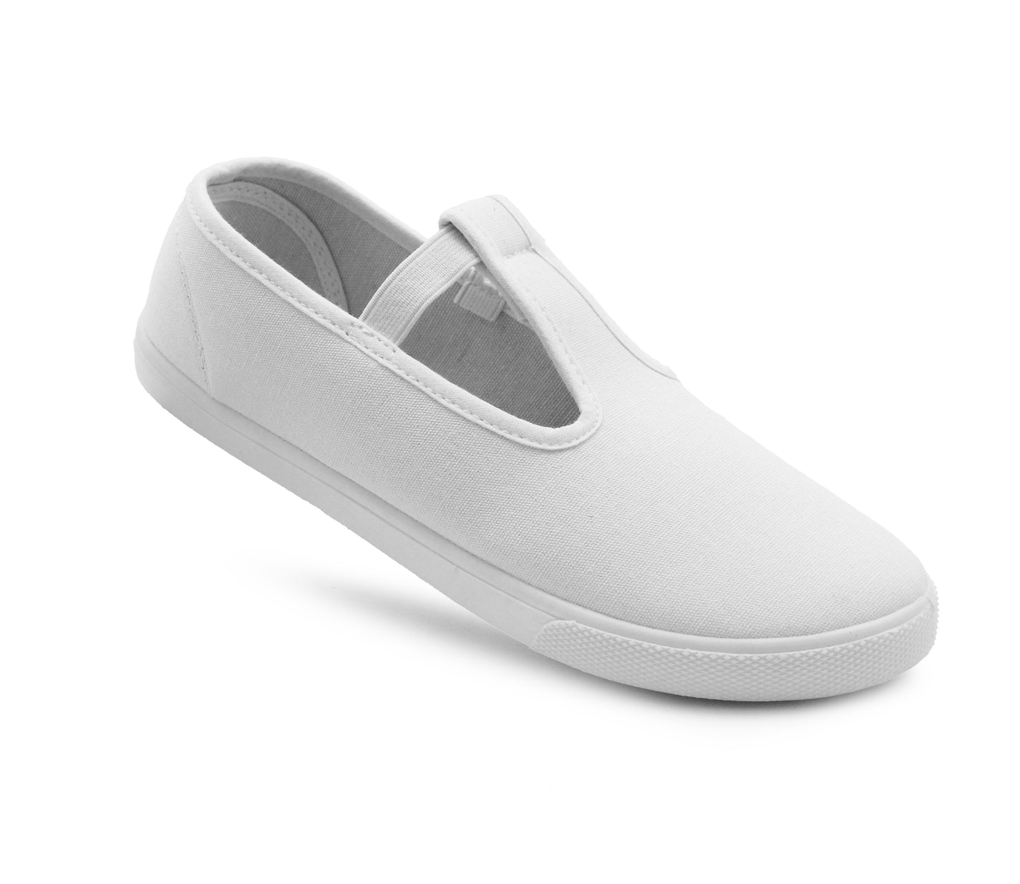 Girls Kids Canvas Pumps Back to School Slip On Elastic Plimsolls PE Gym Sports Dance Shoes Trainers Flat Mary Janes
