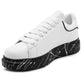Womens Platform Trainers Ladies Lace Up Chunky Sole Casual Low Top Fashion Sneakers White Black