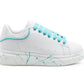 Womens Platform Trainers Ladies Lace Up Chunky Sole Casual Low Top Fashion Sneakers White Blue