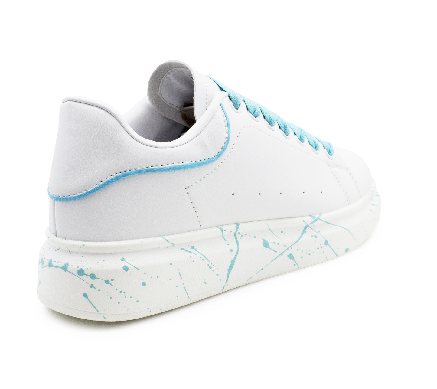 Womens Platform Trainers Ladies Lace Up Chunky Sole Casual Low Top Fashion Sneakers White Blue