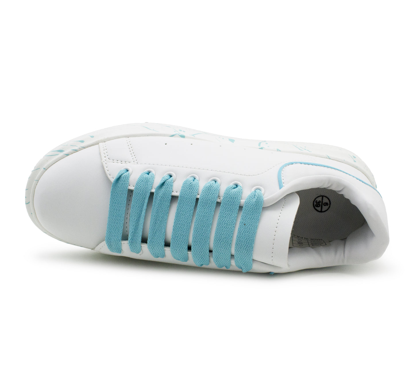 Womens Platform Trainers Ladies Lace Up Chunky Sole Casual Low Top Fashion Sneakers White Blue