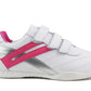 Womens Ladies Triple Touch Fasten Casual Flat Pumps Active Running Walking Trainers White Pink