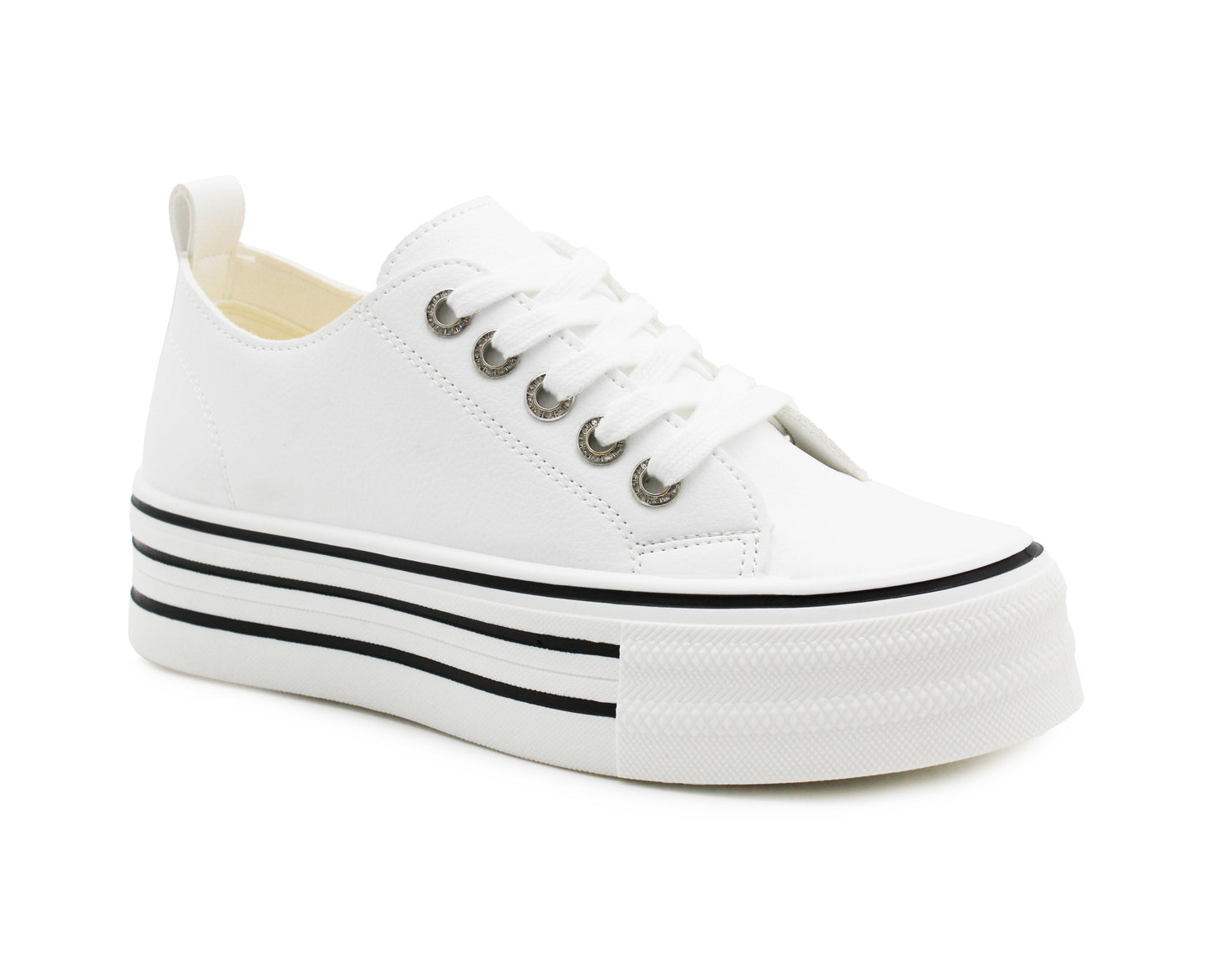 Womens Platform Canvas Trainers Lace Up Chunky Sole Baseball Sneakers Ladies Flat Low Top Fashion Trainer Pumps White
