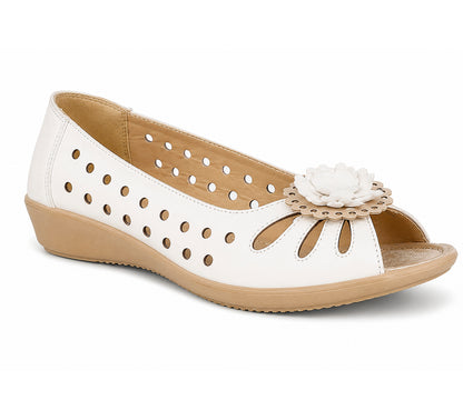 Womens Fashion sandals Slip On Open Peep Toe Pumps Ladies Leather sock Flower Summer Shoes