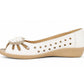 Womens Fashion sandals Slip On Open Peep Toe Pumps Ladies Leather sock Flower Summer Shoes