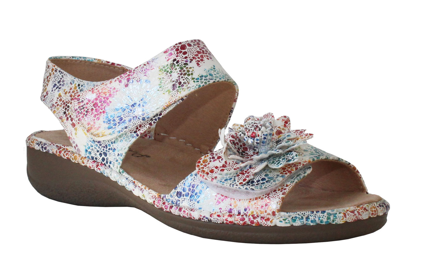 Womens Ladies White Floral Summer Fashion Touch Fasten Slingback Sandals