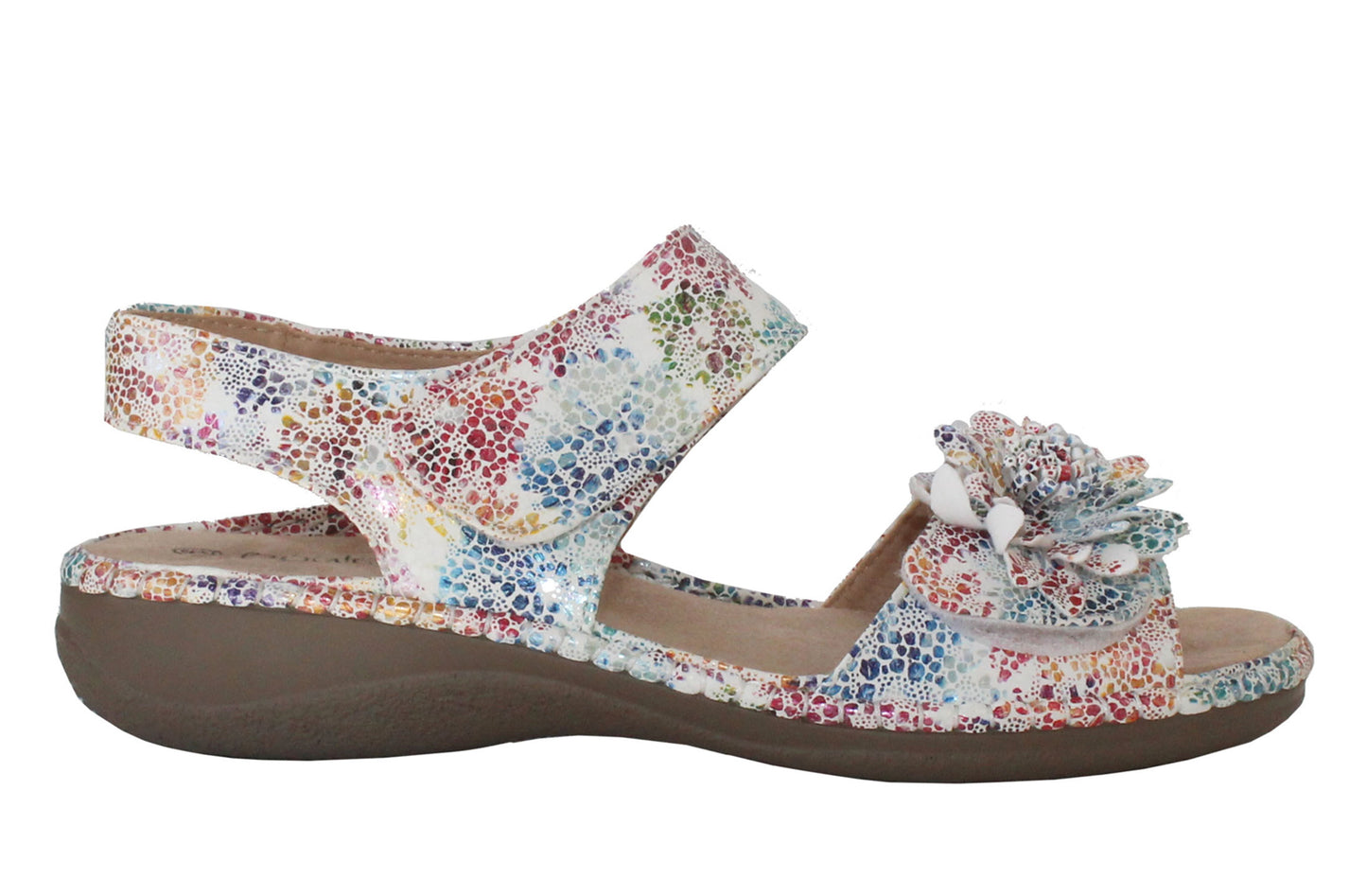 Womens Ladies White Floral Summer Fashion Touch Fasten Slingback Sandals