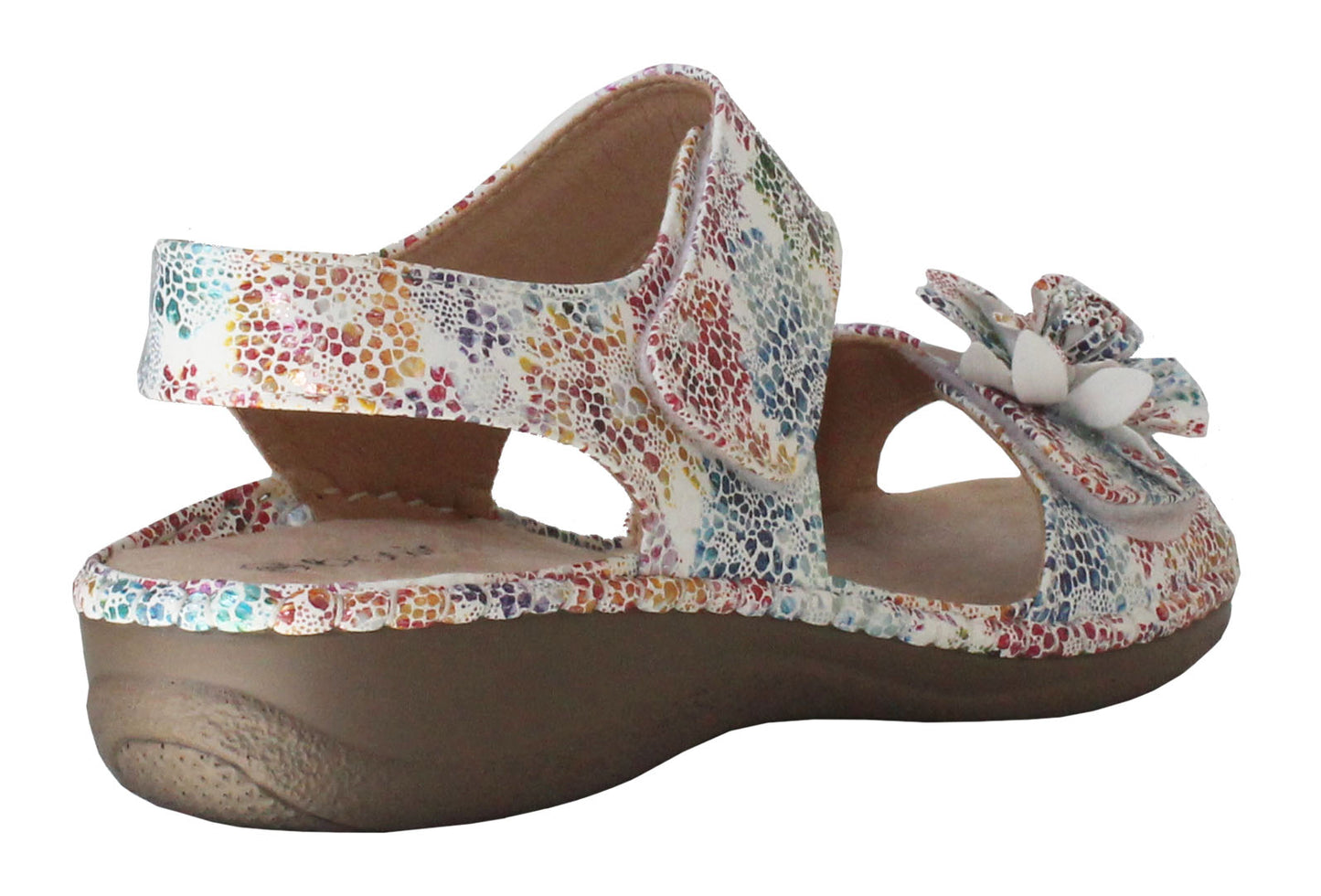 Womens Ladies White Floral Summer Fashion Touch Fasten Slingback Sandals