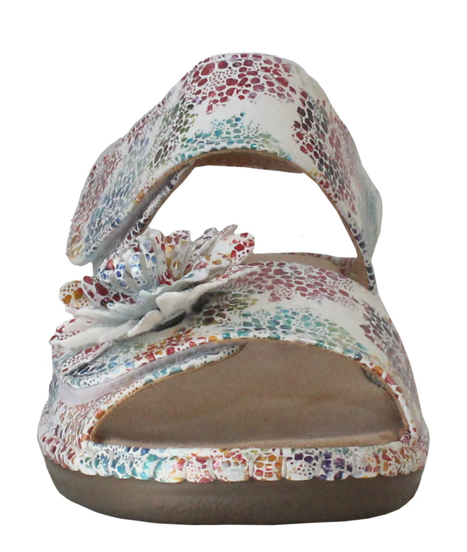 Womens Ladies White Floral Summer Fashion Touch Fasten Slingback Sandals