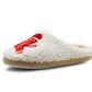 Womens Festive Christmas Slippers Warm Lined Fleece Slip On Ladies Lightweight Indoor Gingerbread Man House Shoes