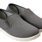 Mens Grey Canvas Pumps Casual Slip On Wide Fit Comfort Bar Deck Trainers Shoes