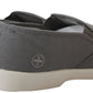 Mens Grey Canvas Pumps Casual Slip On Wide Fit Comfort Bar Deck Trainers Shoes