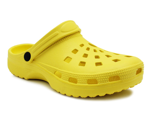 Womens Lightweight Yellow EVA Clogs Slip On Breathable Adjustable Strap Garden Beach Hospital Nurse Kitchen Water Shoes Sandals