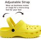 Womens Lightweight Yellow EVA Clogs Slip On Breathable Adjustable Strap Garden Beach Hospital Nurse Kitchen Water Shoes Sandals