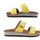 Womens Twin Buckle Strap Sandals in Yellow Adjustable Slip On Mule Flat Summer Casual Ladies Fashion Slides