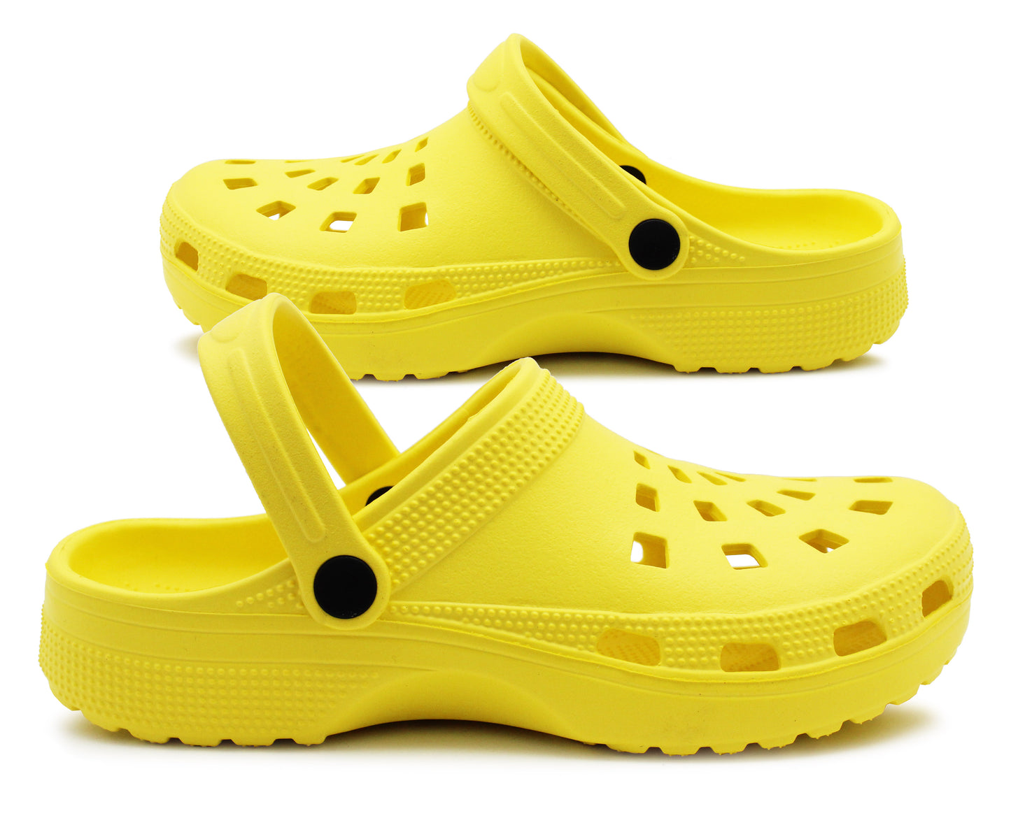 Womens Lightweight Yellow EVA Clogs Slip On Breathable Adjustable Strap Garden Beach Hospital Nurse Kitchen Water Shoes Sandals