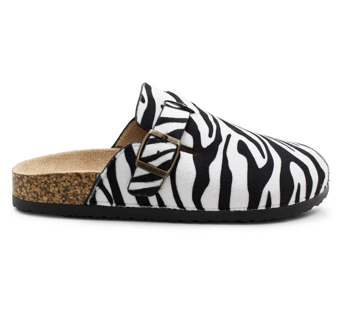 Womens Faux Suede Clogs Slip On Adjustable Buckle Cork Footbed Arch Support Ladies Backless Mules Flat Casual Slippers