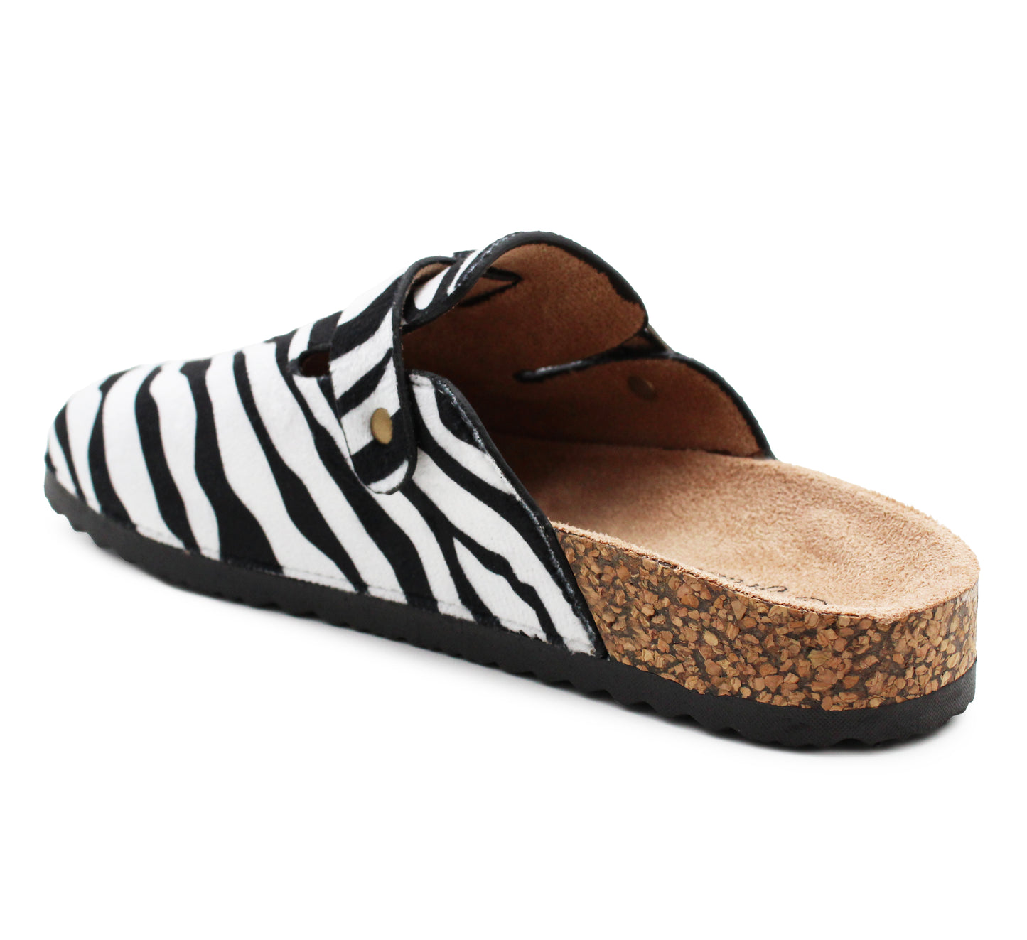 Womens Faux Suede Clogs Slip On Adjustable Buckle Cork Footbed Arch Support Ladies Backless Mules Flat Casual Slippers